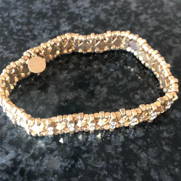 Sparkly Crystal White Gold Plated Stretch Bracelet